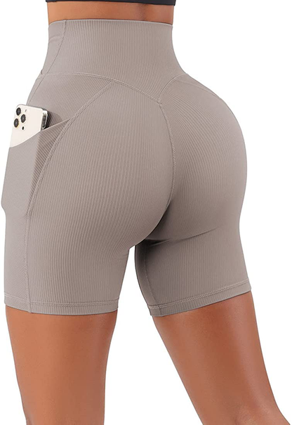 SUUKSESS Women Cross Workout Shorts with Pockets 5" High Waist Booty Biker Short Apparel & Accessories > Clothing > Shorts Kylie Max   
