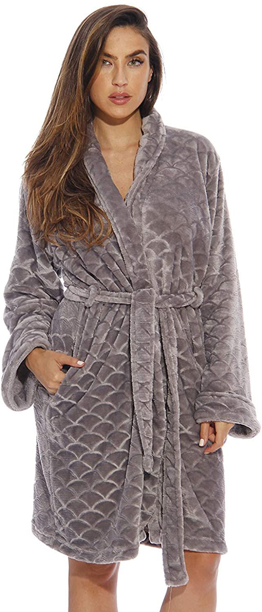 Just Love Kimono Robe Velour Chevron Texture Bath Robes for Women Apparel & Accessories > Clothing > Sleepwear & Loungewear > Robes Kylie Max   