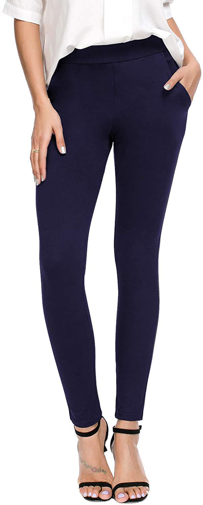 Bamans Women's Skinny Leg Work Pull on Slim Stretch Yoga Dress Pants w/Tummy Control Apparel & Accessories > Clothing > Activewear KYLIE MAX Blue XX-Large 