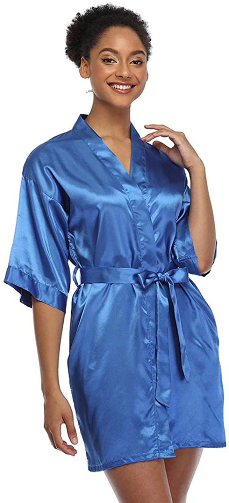 Short Silky Robe for Women Bridal Lightweight Sleepwear Satin Kimono Bathrobe Apparel & Accessories > Clothing > Sleepwear & Loungewear > Robes Ferrendo   