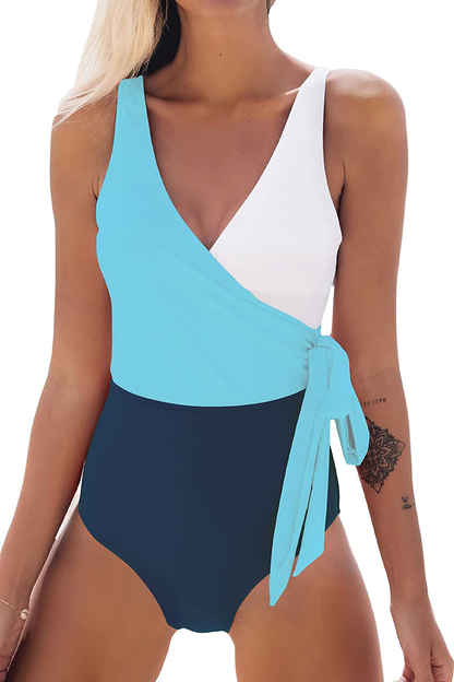 CUPSHE Women'S One Piece Swimsuit Wrap Color Block Tie Side Bathing Suit Apparel & Accessories > Clothing > Swimwear Kylie Max   
