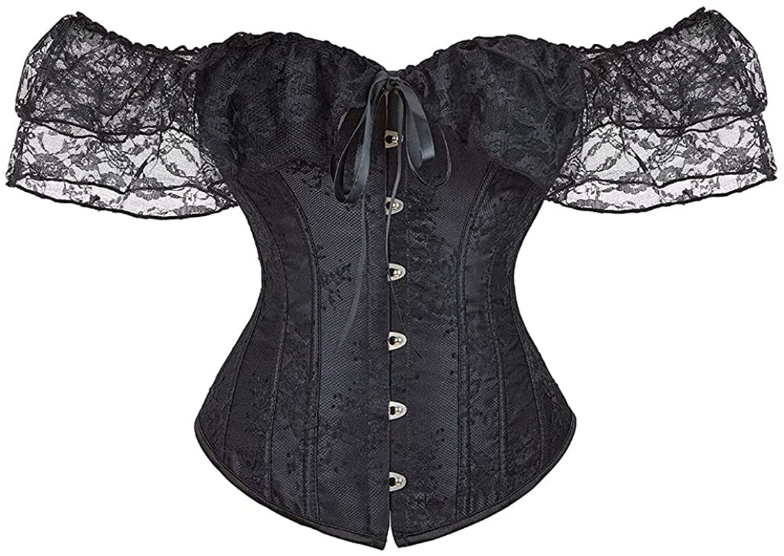 Corset Tops for Women Corset - Overbust Lingerie - Lace up Back Bustier Top - Fashion Corsets with Sleeve Apparel & Accessories > Clothing > Underwear & Socks > Lingerie SZIVYSHI Black 1904 Small 
