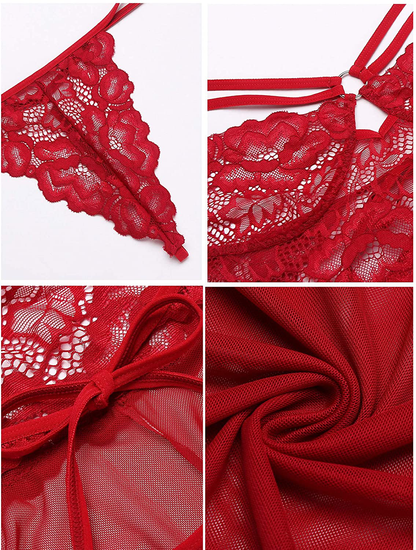 Ekouaer Women Sexy Lingerie Babydoll Lace Nightgown Mesh Chemise Boudoir Nighty White Apparel & Accessories > Clothing > Underwear & Socks > Lingerie Kylie Max   