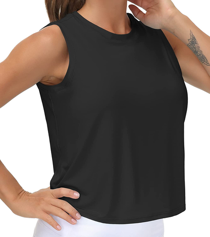 Ice Silk Workout Tops for Women Quick Dry Muscle Gym Running Shirts Sleeveless Flowy Yoga Tank Tops Apparel & Accessories > Clothing > Activewear Kylie Max   