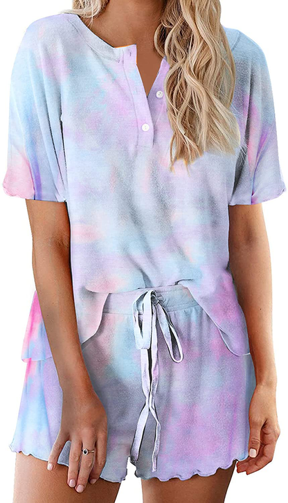 Ekouaer Tie Dye Pajamas Set Womens Loungewear Sleepwear 2 Piece PJ Sets Apparel & Accessories > Clothing > Sleepwear & Loungewear > Pajamas Ekouaer Beautiful 1 Small 