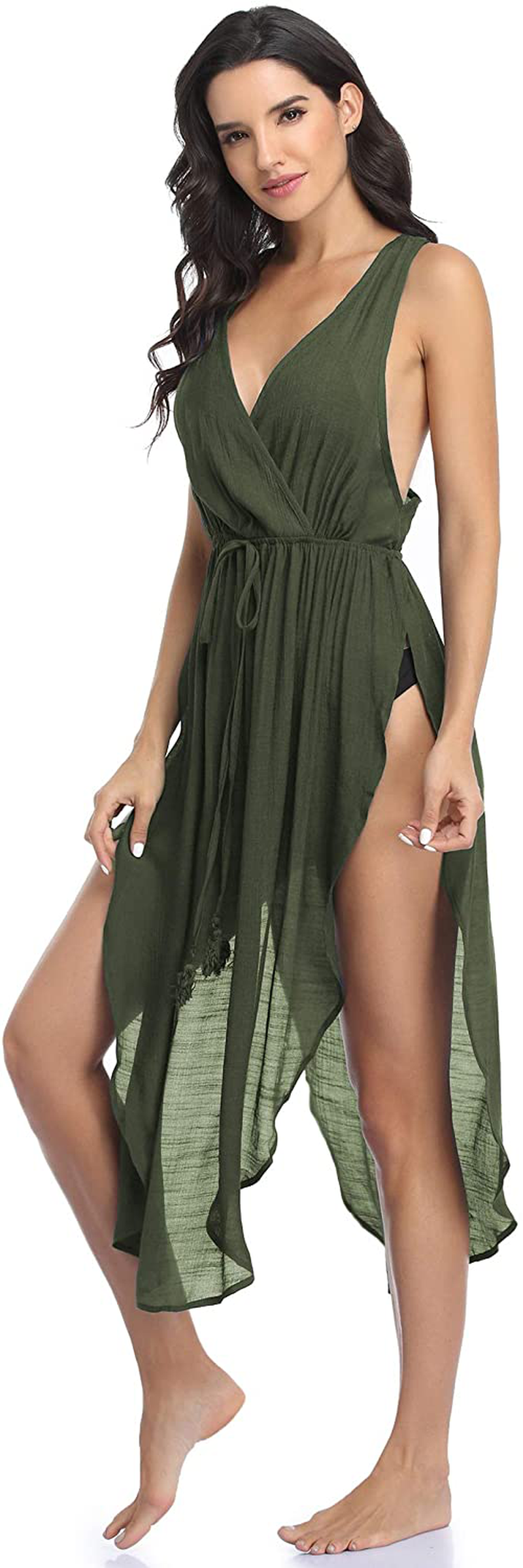Ekouaer Women'S Sexy Swimsuit Cover Ups Sleeveless Side Split Cover up Dress Beach Bikini Coverups Apparel & Accessories > Clothing > Swimwear Kylie Max   