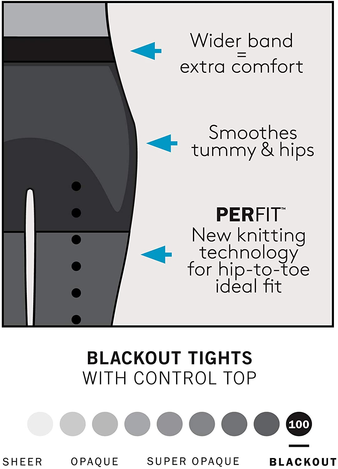 Blackout Tights with Control Top Apparel & Accessories > Clothing > Underwear & Socks > Shapewear HUE   