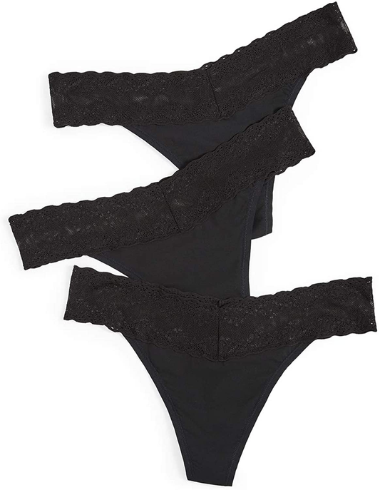 Natori Women'S Bliss Perfection One Size Thong Apparel & Accessories > Clothing > Underwear & Socks > Underwear Natori Black One Size 