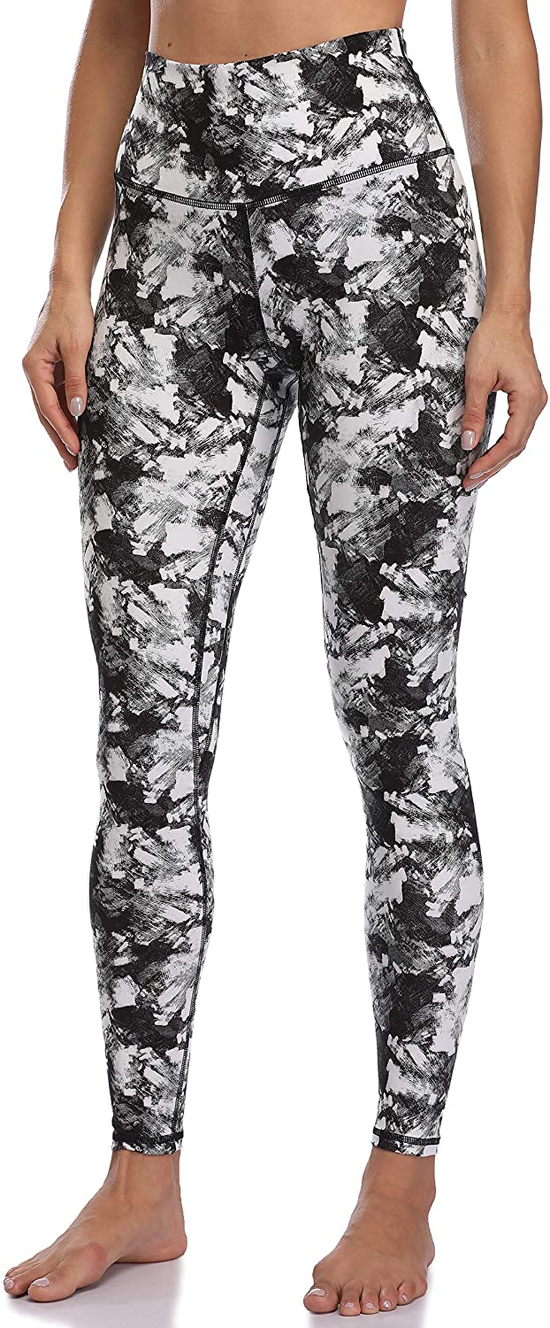 Colorfulkoala Women's High Waisted Pattern Leggings Full-length Yoga Pants Apparel & Accessories > Clothing > Activewear Colorfulkoala Black & White Brush Strokes X-Small 