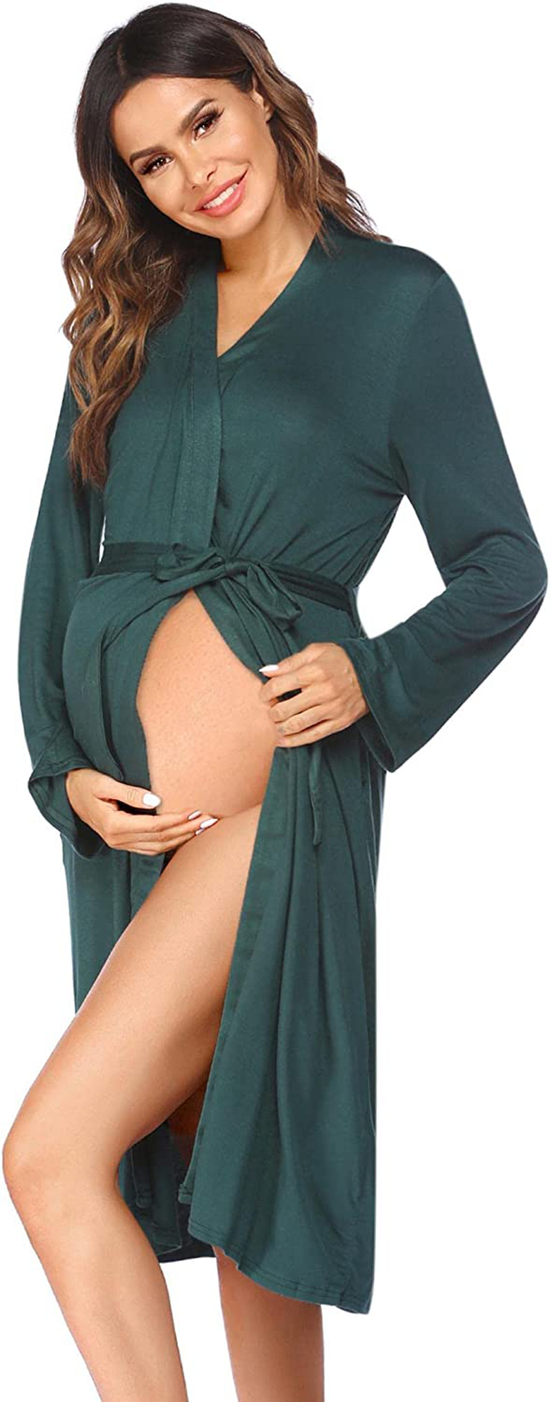 Ekouaer Maternity Robe 3 in 1 Labor Delivery Nursing Gown Hospital Breastfeeding Dress Bathrobes Apparel & Accessories > Clothing > Sleepwear & Loungewear > Robes Ekouaer   