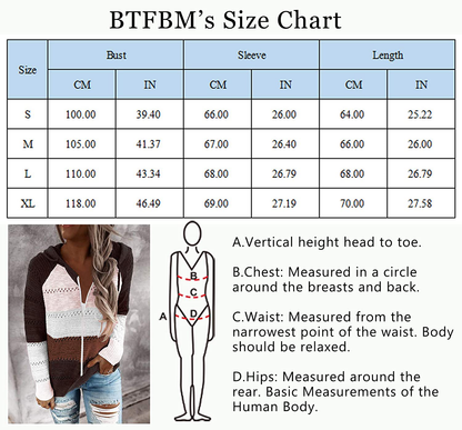BTFBM Women Zip up Striped Hoodies Jackets Color Block Print Long Sleeve Drawstring Stretchy Casual Pullover Sweatshirts Apparel & Accessories > Clothing > Activewear Kylie Max   