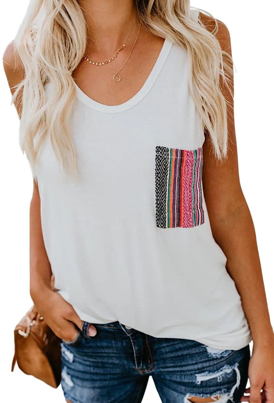 Dokotoo Womens Crew Neck Tank Tops Summer Leopard Detail Print Top Casual Cami Shirts Blouses S-XXL Apparel & Accessories > Clothing > Activewear Kylie Max   
