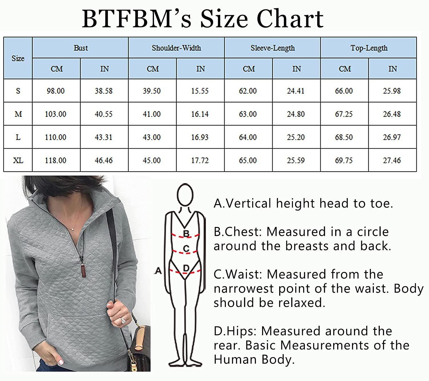 BTFBM Women Fashion Quilted Pattern Lightweight Zipper Long Sleeve Plain Casual Ladies Sweatshirts Pullovers Shirts Tops Apparel & Accessories > Clothing > Activewear Kylie Max   