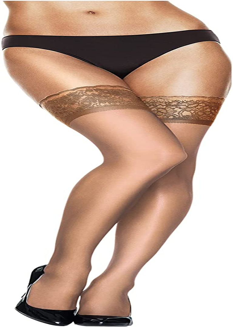 Hanes Silk Reflections Women'S Lace Top Thigh High Apparel & Accessories > Clothing > Underwear & Socks > Shapewear Hanes Little Color 1 E-F