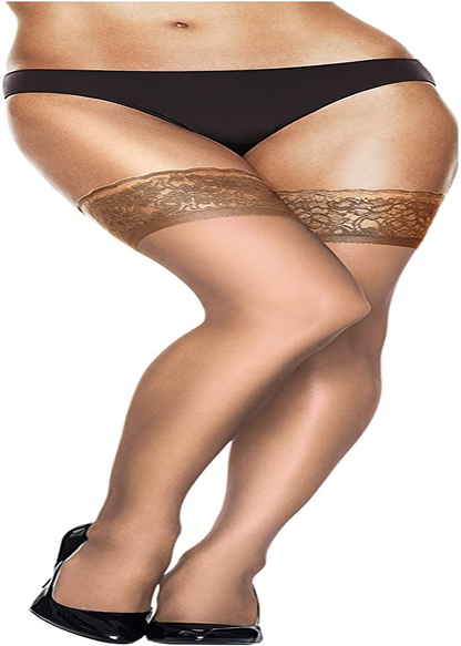 Hanes Silk Reflections Women'S Lace Top Thigh High Apparel & Accessories > Clothing > Underwear & Socks > Shapewear Hanes Little Color 1 E-F