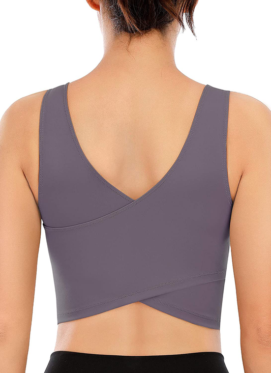 TASADA V-Neck Sports Bras for Women - Wirefree Padded Yoga Bra Running Workout Aesthetic Crop Tank Tops Apparel & Accessories > Clothing > Underwear & Socks > Bras Kylie Max   