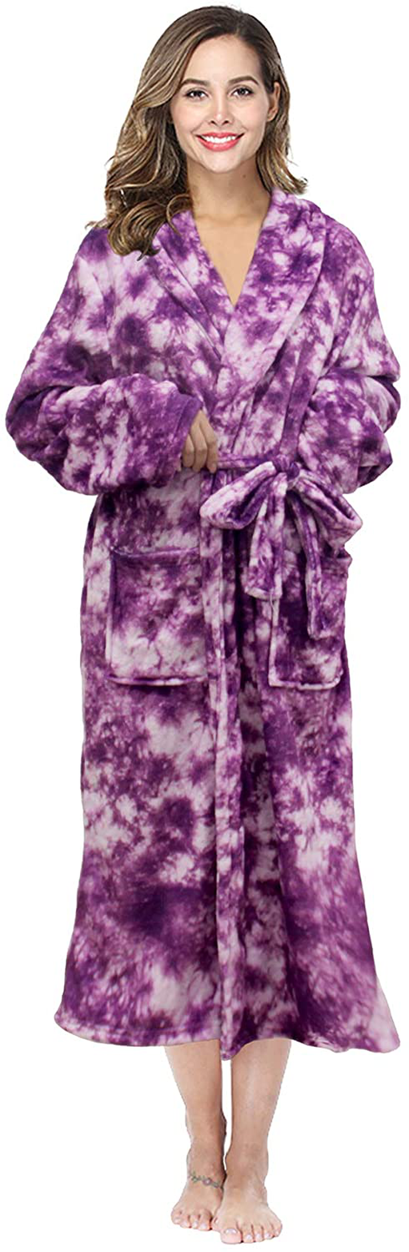 RONGTAI Womens Bathrobe Ladies Fleece Plush Warm Long Robes Apparel & Accessories > Clothing > Sleepwear & Loungewear > Robes Kylie Max   