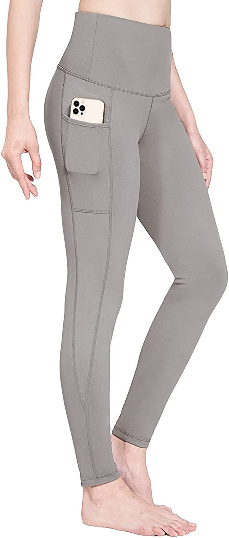 BALEAF Women's Fleece Lined Leggings Water Resistant High Waisted Warm Winter Pants Hiking Running Tights with Pockets Apparel & Accessories > Clothing > Activewear BALEAF Grey XX-Large 