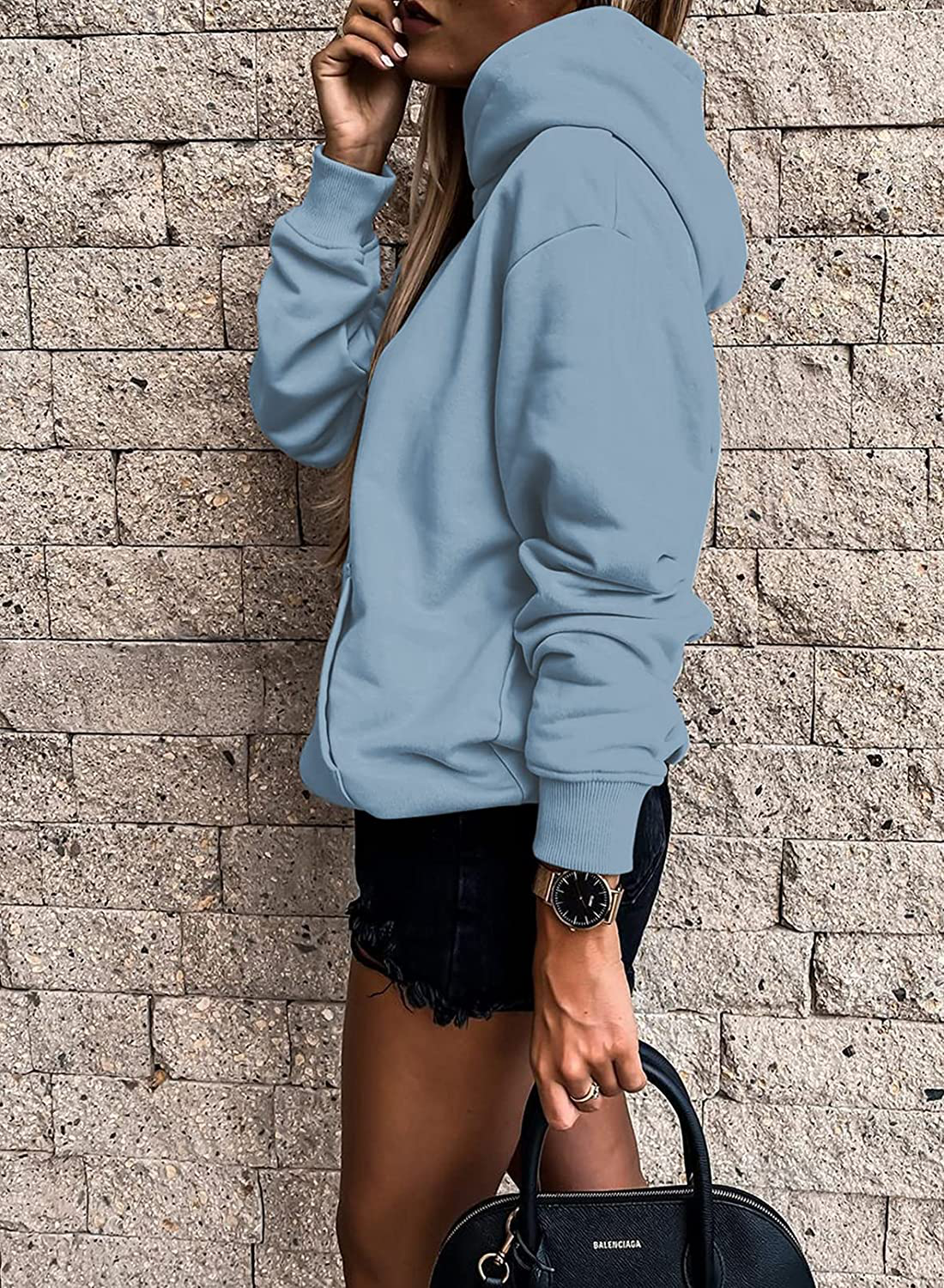 SHEWIN Women'S Casual Hoodies Long Sleeve Solid Lightweight Pullover Tops Loose Sweatshirt with Pocket Apparel & Accessories > Clothing > Activewear Kylie Max   