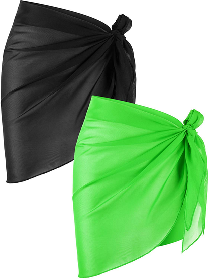 Chuangdi 2 Pieces Women Beach Wrap Sarong Cover up Chiffon Swimsuit Wrap Skirts Apparel & Accessories > Clothing > Swimwear Kylie Max   