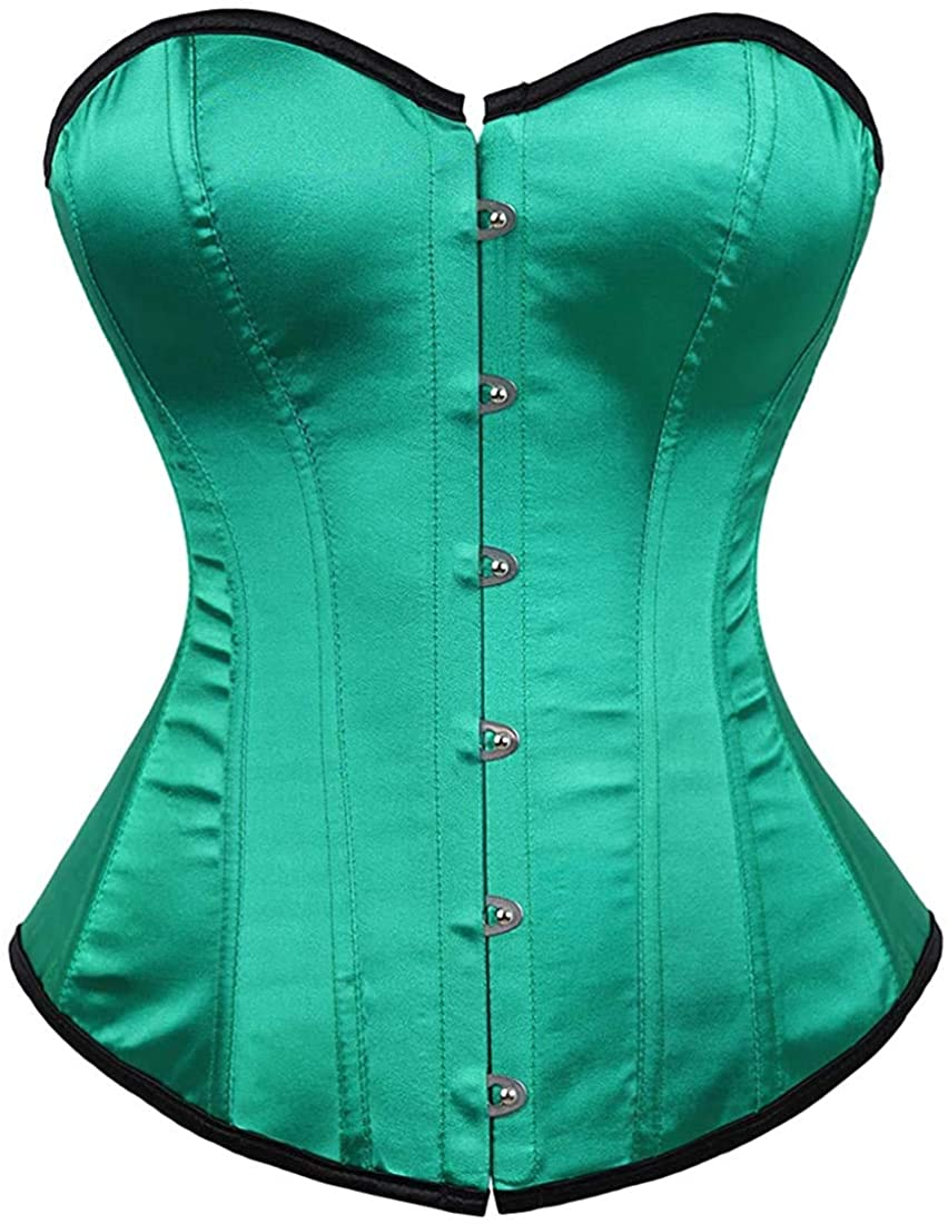NIYIGEJI Satin Sexy Strong Boned Corset Lace up Overbust Waist Cincher Bustier Bodyshaper Top Apparel & Accessories > Clothing > Underwear & Socks > Lingerie NIYIGEJI Green X-Large 