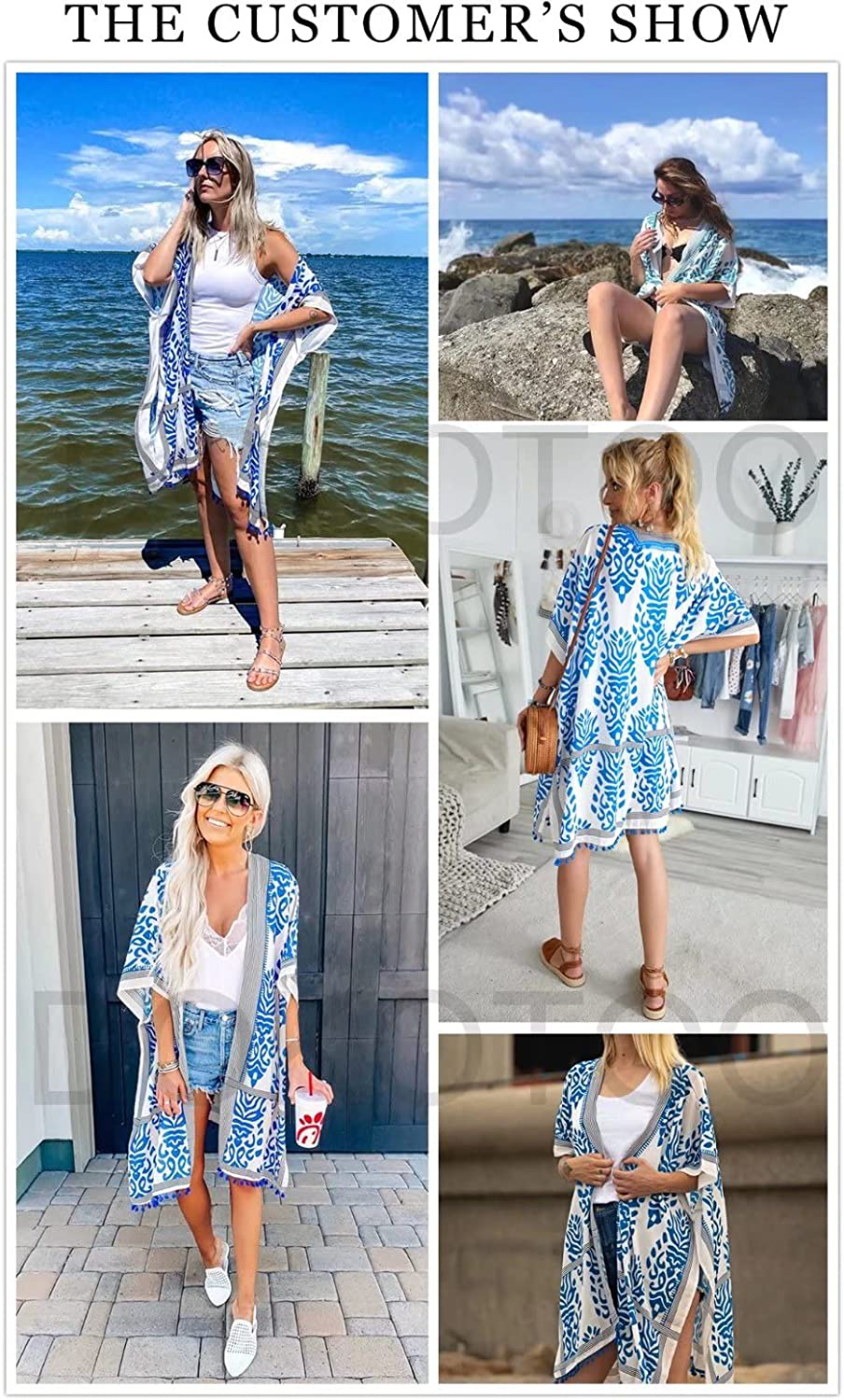 Dokotoo Womens 2022 Fashion Summer Print Kimono Casual Cardigans Loose Cover Ups Apparel & Accessories > Clothing > Swimwear Kylie Max   