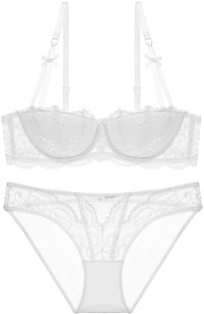 Women Push up Bras Set Lace Lingerie Bra and Panties and Garter and Stocking 4Pcs Apparel & Accessories > Clothing > Underwear & Socks > Lingerie Ningsige   