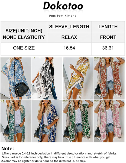 Dokotoo Womens 2022 Fashion Summer Print Kimono Casual Cardigans Loose Cover Ups Apparel & Accessories > Clothing > Swimwear Kylie Max   