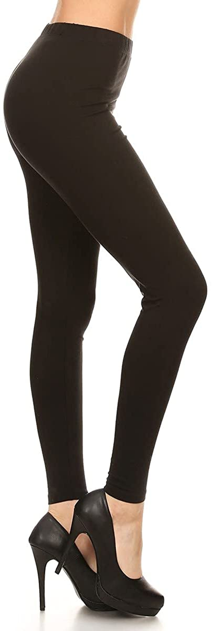 Leggings Depot Cotton Women'S Premium Quality Ultra Soft Solid Leggings Apparel & Accessories > Clothing > Underwear & Socks > Shapewear LEGGINGS DEPOT Cotton-black 5X 