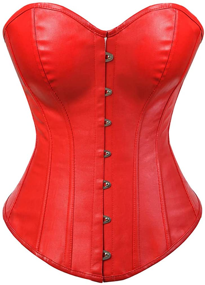 Frawirshau Faux Leather Corsets for Women Sexy Lace up Boned Overbust Corset Bustier Lingerie Top Apparel & Accessories > Clothing > Underwear & Socks > Lingerie frawirshau Red XX-Large 