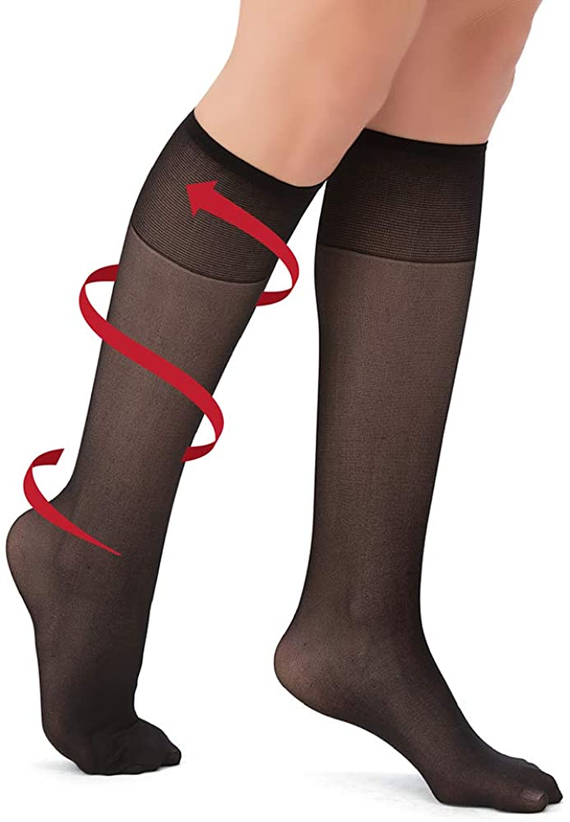 Sheer Non-Binding Non-Run Support Knee Hi Stocking Hosiery, 6 Pack Apparel & Accessories > Clothing > Underwear & Socks > Shapewear Collections   