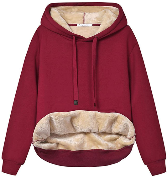 Haellun Womens Casual Winter Warm Fleece Sherpa Lined Pullover Hooded Sweatshirt Apparel & Accessories > Clothing > Activewear Kylie Max   