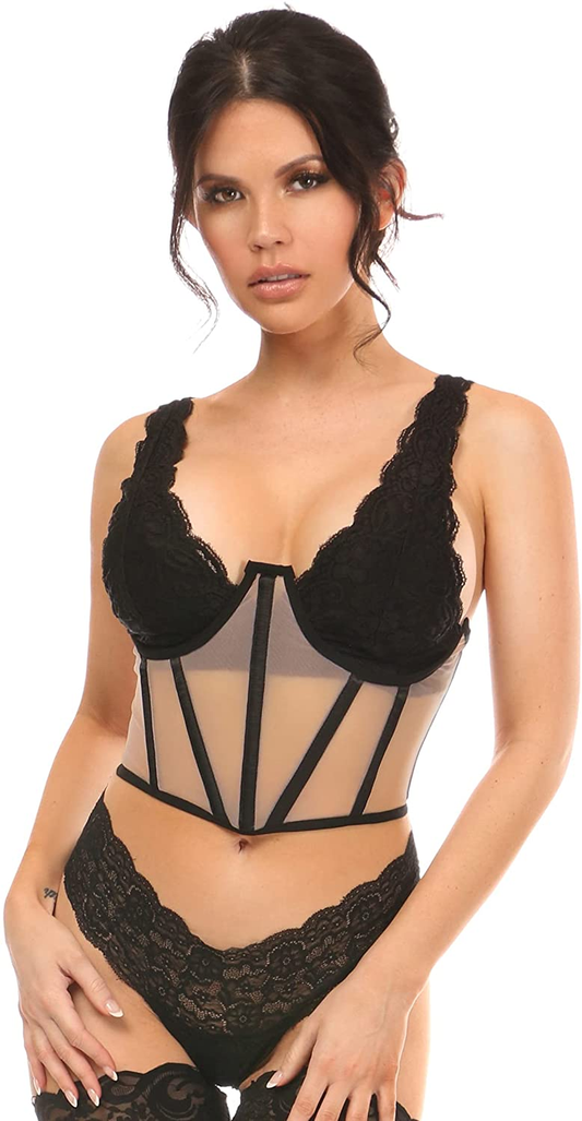 Daisy Corsets Womens Black Mesh Open Cup Waist Cincher Apparel & Accessories > Clothing > Underwear & Socks > Lingerie Daisy corsets Nude 6X 
