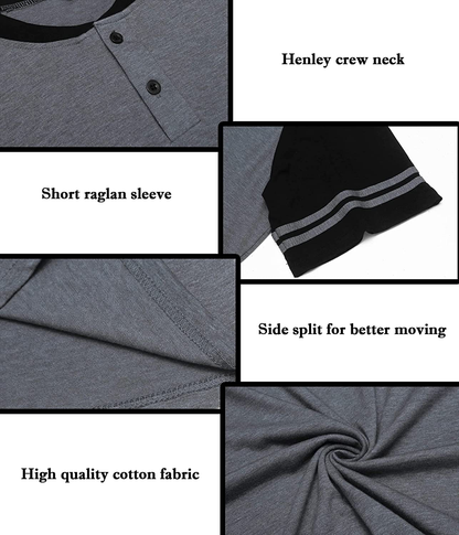Evanhome Cotton Sleep Shirt Men V-Neck Nightshirts Short Sleeve Henley Shirt Lounge Sleepwear M-XXXL Apparel & Accessories > Clothing > Sleepwear & Loungewear > Nightgowns Kylie Max   