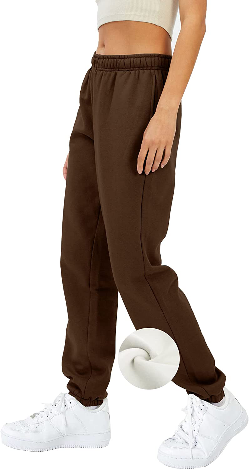 AUTOMET Women’S Winter Baggy Fleece Sweatpants High Waisted Joggers Pants Athletic Lounge Leggings with Pockets Apparel & Accessories > Clothing > Activewear Kylie Max   
