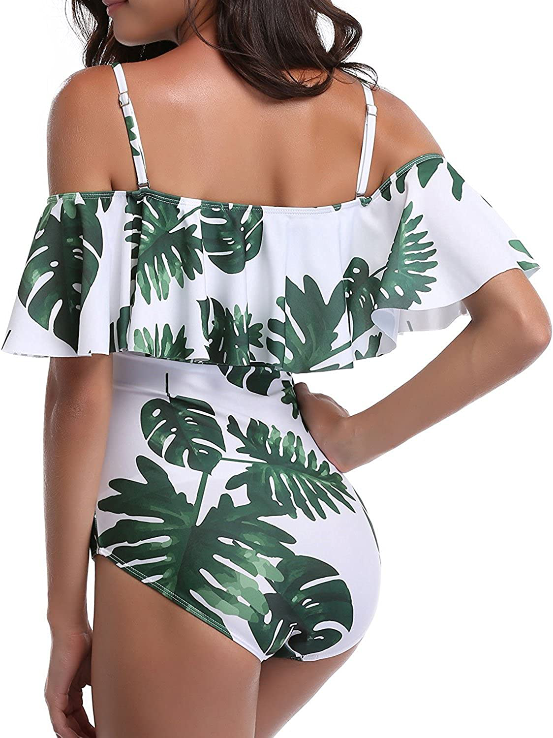 Women One Piece Bathing Suit Printed Shoulder Straps Ruched Swimwear Bikini S. Apparel & Accessories > Clothing > Swimwear Kylie Max   