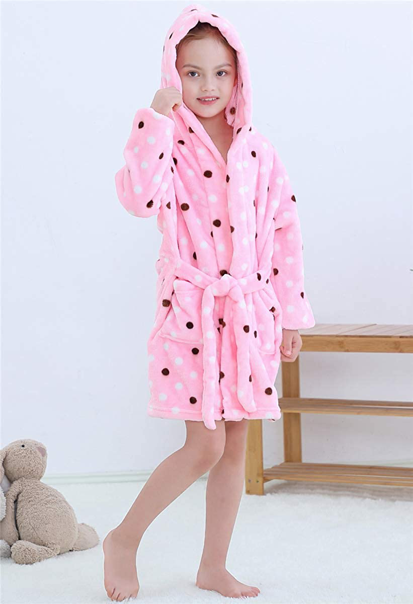Umeyda Girls Robe,Cute & Fleece Hooded Robe with Belt for Girls, 12 Months - 18 Years Apparel & Accessories > Clothing > Sleepwear & Loungewear > Robes Kylie Max   