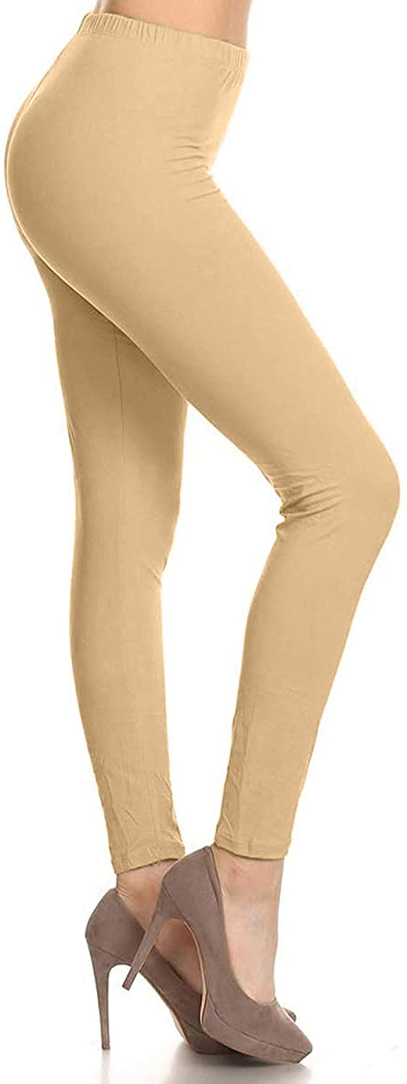 Leggings Depot Cotton Women'S Premium Quality Ultra Soft Solid Leggings Apparel & Accessories > Clothing > Underwear & Socks > Shapewear LEGGINGS DEPOT Khaki 1X-3X 