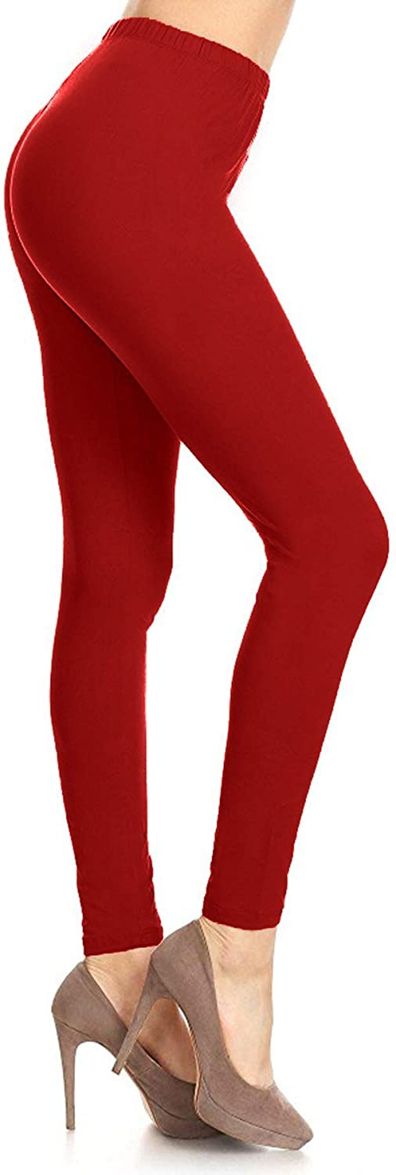 Leggings Depot Cotton Women'S Premium Quality Ultra Soft Solid Leggings Apparel & Accessories > Clothing > Underwear & Socks > Shapewear LEGGINGS DEPOT Tango Red 1X-3X 