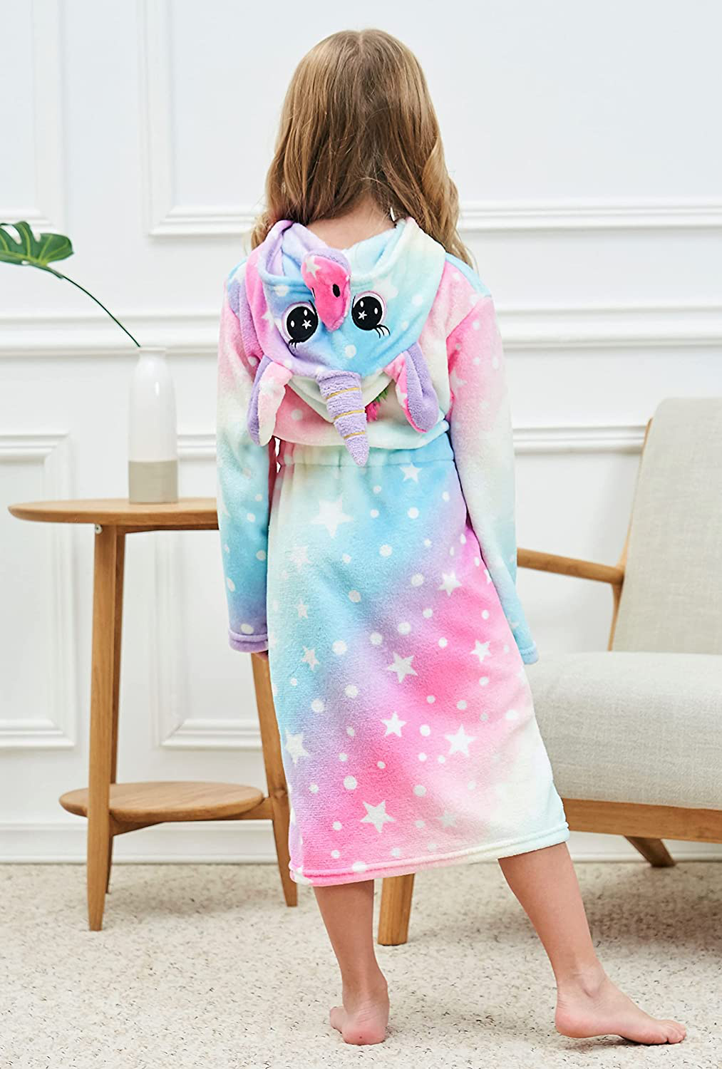 Soft Unicorn Hooded Robe with Matching Slippers Headband and Blindfold for Girls Apparel & Accessories > Clothing > Sleepwear & Loungewear > Robes Kylie Max   