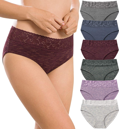 Cotton Hipster Panties for Women Lace Hiphugger Panties Bikini Underwear Pack Apparel & Accessories > Clothing > Underwear & Socks > Underwear Altheanray Bikini Panties -Line4 Large 