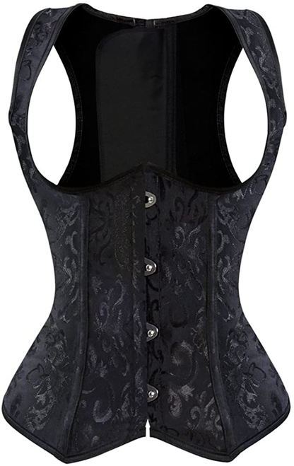 Frawirshau Women'S Gothic Steampunk Corset Bustier Waist Cincher Underbust Corset Vest Tank Top Apparel & Accessories > Clothing > Underwear & Socks > Lingerie frawirshau Black-829g 6X-Large 