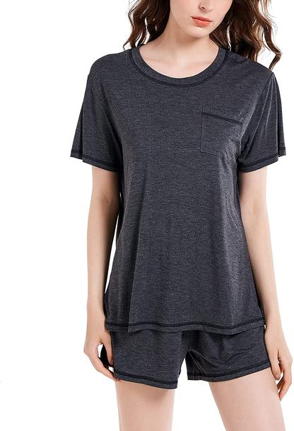 Eiggam Pajamas for Women Lounge Cotton Sleepwear Comfy Soft Long Button Down Pjs Set Pajamas Set Apparel & Accessories > Clothing > Sleepwear & Loungewear > Pajamas Eiggam Dark Gray1 Small 