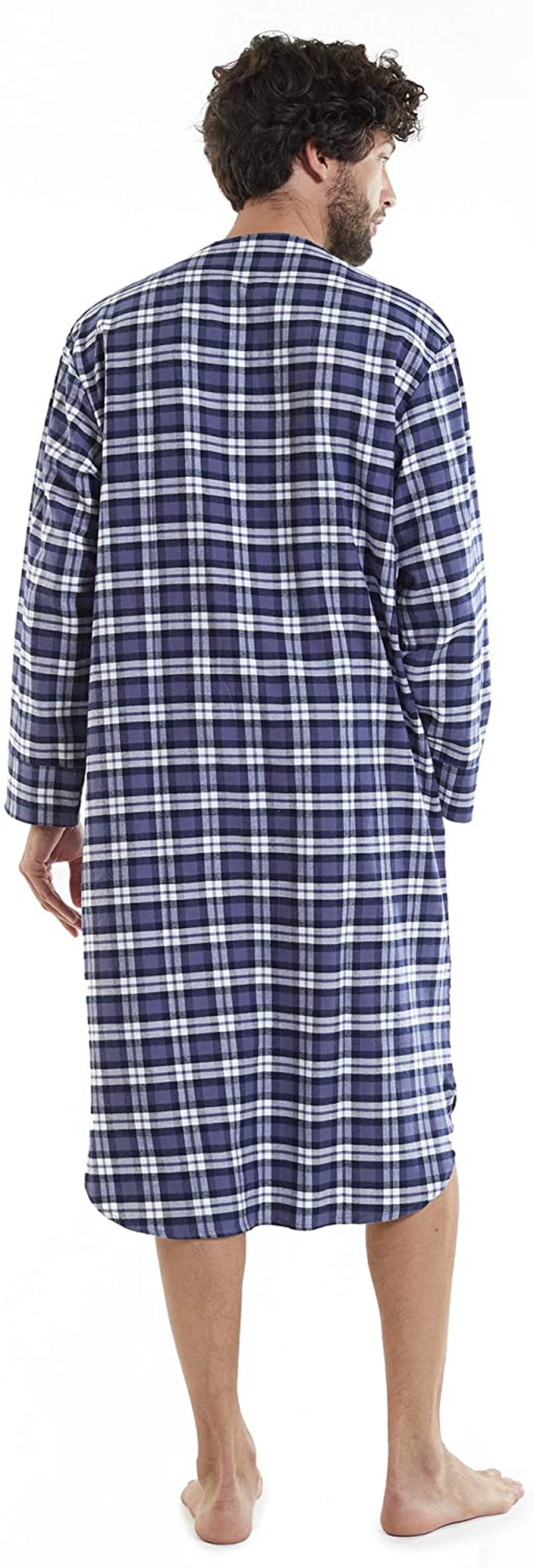 SIORO Men'S Flannel Nightshirt Plaid Cotton Nightwear Loose Pajama Sleep Shirt Apparel & Accessories > Clothing > Sleepwear & Loungewear > Nightgowns Kylie Max   