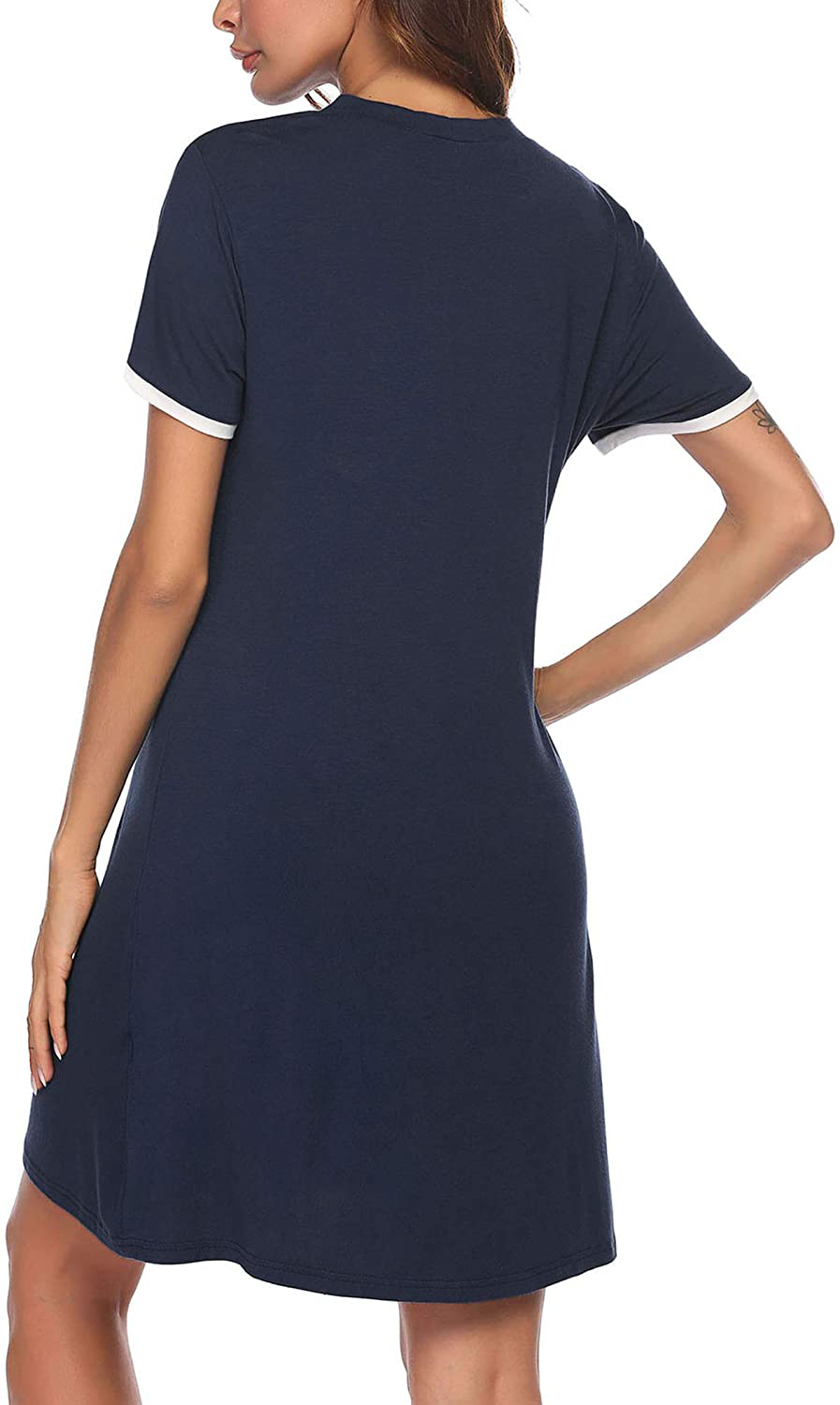 Ekouaer Short Sleeve Nightgowns for Women, Women'S Button down Sleepwear Classical Sleep Shirt Dress Apparel & Accessories > Clothing > Sleepwear & Loungewear > Nightgowns Kylie Max   