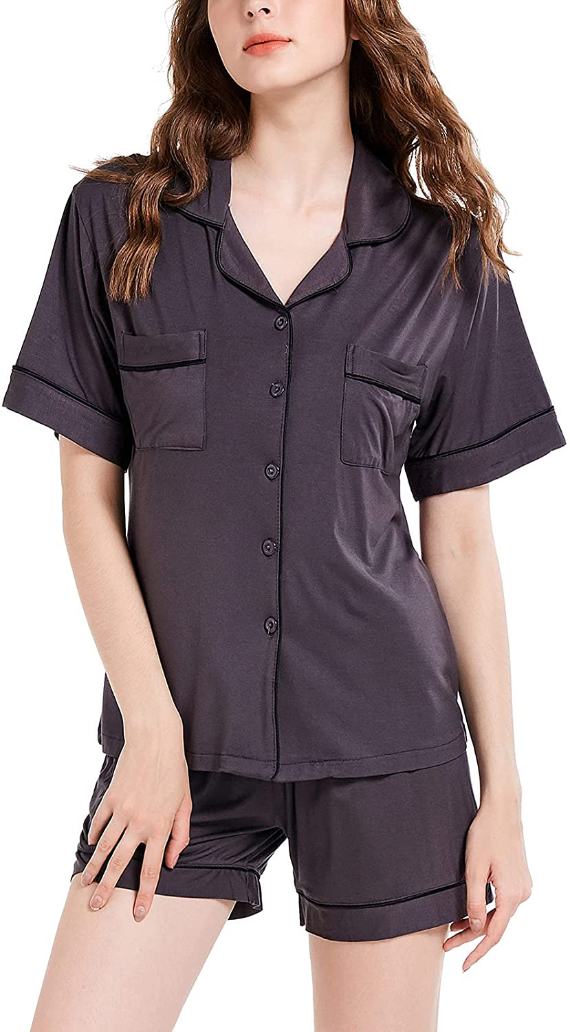 Eiggam Pajamas for Women Lounge Cotton Sleepwear Comfy Soft Long Button Down Pjs Set Pajamas Set Apparel & Accessories > Clothing > Sleepwear & Loungewear > Pajamas Eiggam   