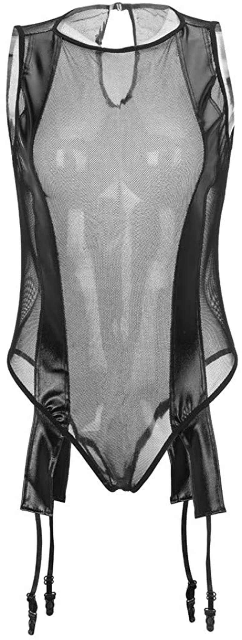 Crubelon Women’s Lingerie Leather Bodysuit Mesh Patchwork Halter Neck High Cut Leotard Bodysuit Clubwear … Apparel & Accessories > Clothing > Underwear & Socks > Lingerie Crubelon Gray Medium 