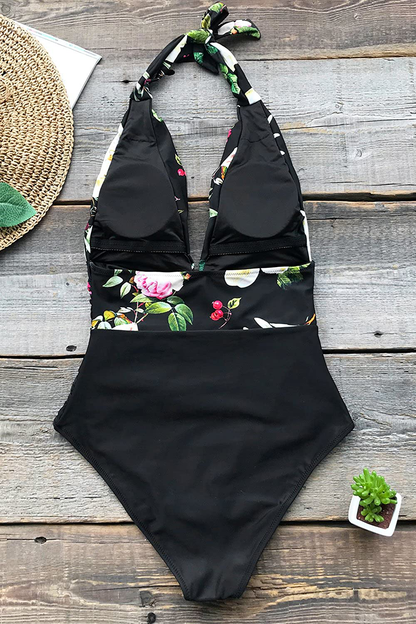 CUPSHE Women'S One Piece Swimsuit Halter Plunge Neck Ruched Tummy Control Bathing Suits Apparel & Accessories > Clothing > Swimwear Kylie Max   