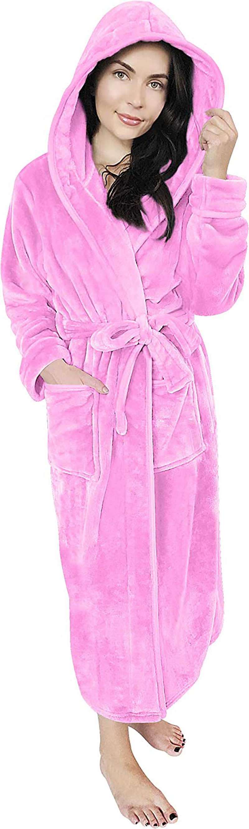 NY Threads Women Fleece Hooded Bathrobe - Plush Long Robe Apparel & Accessories > Clothing > Sleepwear & Loungewear > Robes Kylie Max   