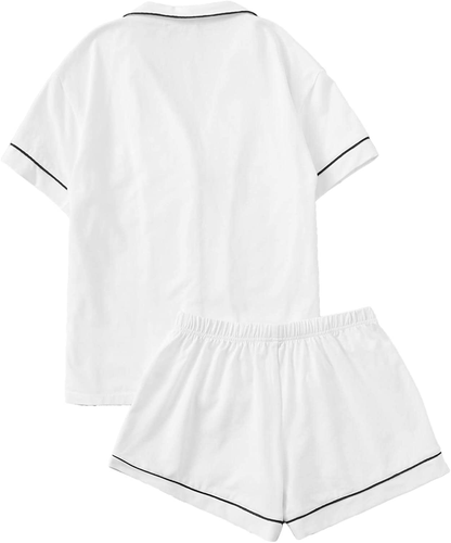 Floerns Women's Notch Collar Short Sleeve Sleepwear Two Piece Pajama Set Apparel & Accessories > Clothing > Sleepwear & Loungewear > Pajamas Floerns   